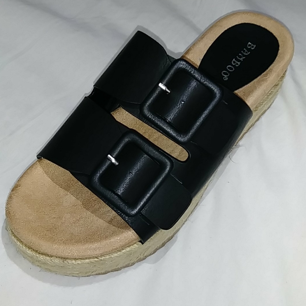 Open Toe Flat Platform Slides - Picture 2 of 12